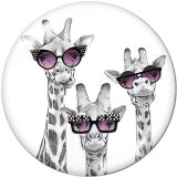 20MM  Ribbon  giraffe  Print  glass  snaps buttons