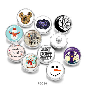 20MM  Snowman  Halloween  Print  glass  snaps buttons
