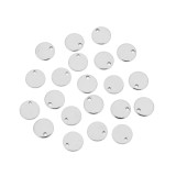 20pcs/pack Stainless Steel Tag Round Pendant Simple Glossy Pendant Non-fading Round Piece