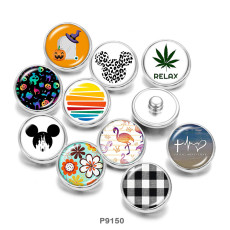 20MM  Flower  Halloween  Flamingo  Print  glass  snaps buttons