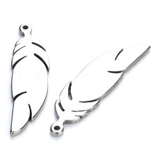 20pcs/pack 18mm stainless steel feather pendant necklace pendant with mirror geometry diy stainless steel accessories