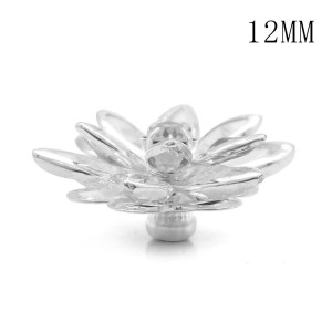 12MM Multi-layered flower shape design metal silver plated snap charms