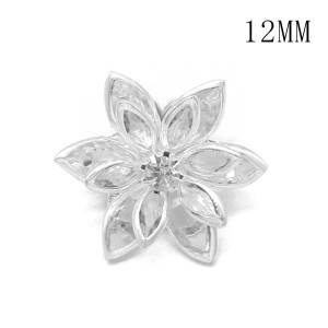 12MM Multi-layered flower shape design metal silver plated snap charms