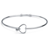 2pcs/pack of stainless steel bracelets women's exquisite polished beaded love heart bracelet bracelet diy coil bracelet