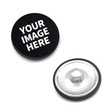 Custom designed  20mm Painted metal snaps Black background charms