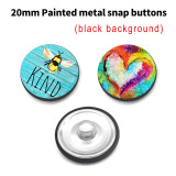 Custom designed  20mm Painted metal snaps Black background charms