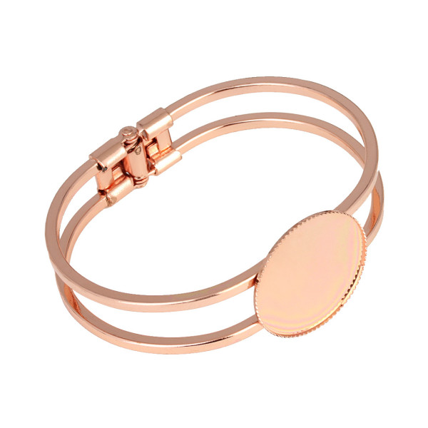 Rose gold Stainless steel bracelet empty holder 20 25 30mm round bottom holder bracelet diy gemstone jewelry accessories