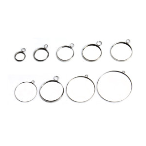 20/pack DIY stainless steel round base tray pendant 10-20mm