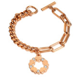 Stainless steel trendy diamond-studded women's bracelet
