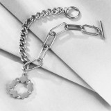 Stainless steel trendy diamond-studded women's bracelet