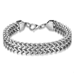Square fish scale men's stainless steel bracelet