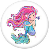 20MM  love  wlns  USA   mermaid  Print  glass  snaps buttons