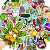 Contains 50 pieces of rick and morty cartoon stickers for suitcases and guitar personality decoration waterproof stickers