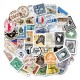 Contains 50 unique retro European and American style stamp stickers, personalized laptop stationery computer decorative waterproof stickers