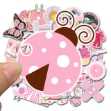 Contains 50 non-repeatable cute pink small fresh VSCO wind stickers laptop luggage graffiti waterproof stickers