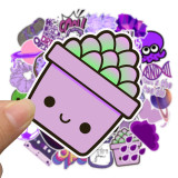 Contains 50 purple small fresh cartoon cute stickers luggage laptop personalized graffiti waterproof stickers