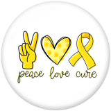 20MM  Love peace  words   Print  glass  snaps buttons