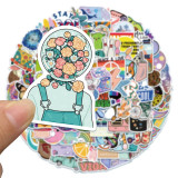 Contains 100 cute cartoon small fresh stickers, suitcase laptop decoration waterproof stickers