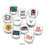 20MM  words   Flower  Print  glass  snaps buttons