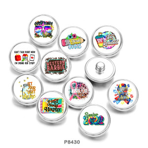 20MM  Ribbon  words  Print  glass  snaps buttons