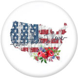 20MM  Flag  USA Independence Day  Get  lit  Print  glass  snaps  buttons