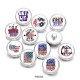 20MM  Flag  USA Independence Day  Get  lit  Print  glass  snaps  buttons