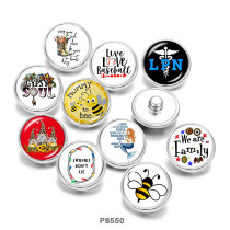 20MM  honeybee  mermaid  Print glass snaps buttons