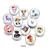20MM  Cat  Dog  Snowman   Print glass snaps buttons