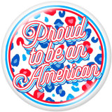 20MM  USA  Independence Day  Print  glass  snaps  buttons