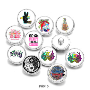 20MM  Tai Chi  letter  Print glass snaps buttons