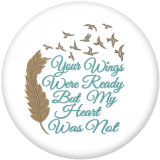 20MM  Faith  Feather   Print  glass  snaps  buttons