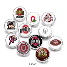 20MM  team Sport   Print  glass  snaps  buttons