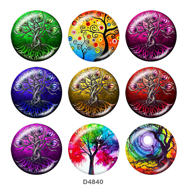 20MM Tree of life Print glass snaps buttons