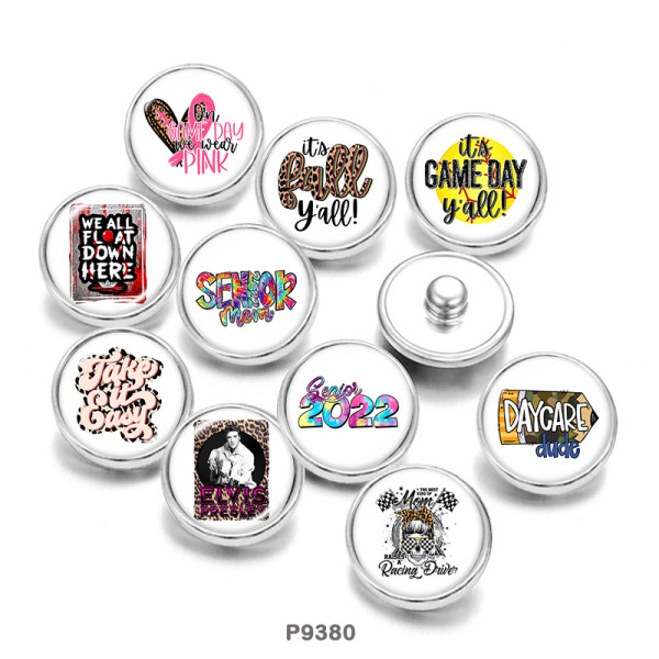 20MM  love  mom  Print  glass  snaps  buttons