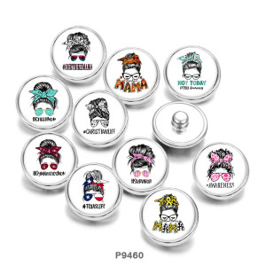 20MM  MAMA   Print  glass  snaps  buttons