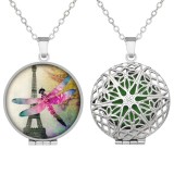 20 styles Custom designed  Stainless steel Printed picture photos aromatherapy box necklace with aromatherapy gasket diameter 27mm