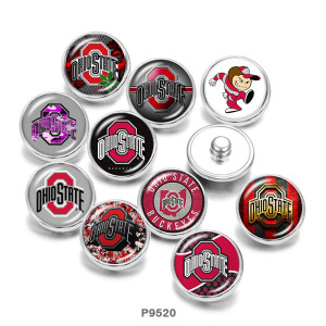 20MM  team Sport   Print  glass  snaps  buttons