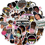 Contains 50 singer Melanin Poppin stickers animated stickers waterproof skateboard personalized luggage computer waterproof stickers