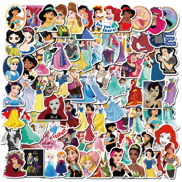 Contains 100 hot style cartoon princess series graffiti stickers luggage laptop mobile phone waterproof stickers