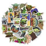 Contains 50 pieces of non-repetitive Manroda Baby Yoda stickers Trolley luggage waterproof stickers