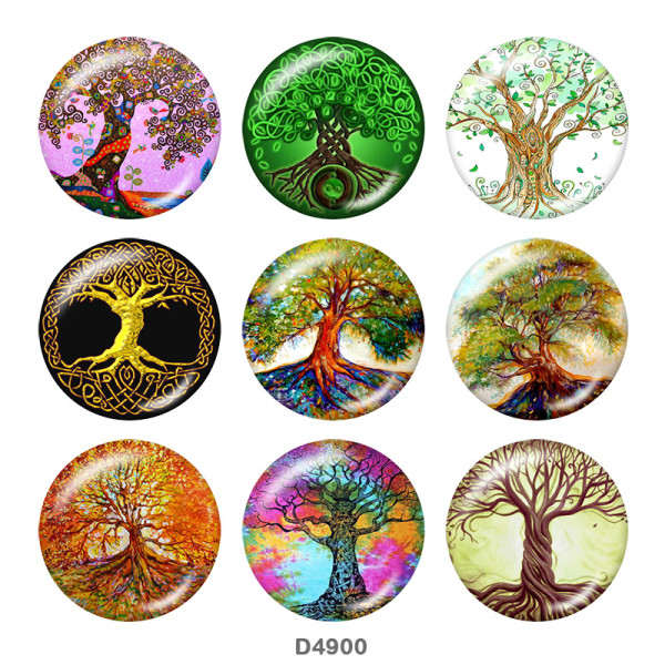 20MM Tree of life Print glass snaps buttons