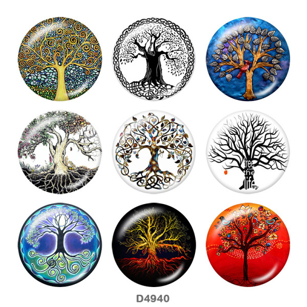 20MM Tree of life Print glass snaps buttons