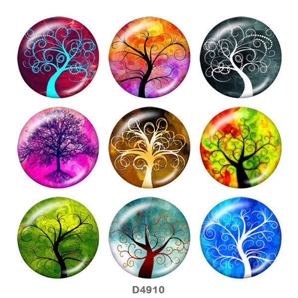 20MM Tree of life Print glass snaps buttons