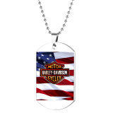 17 styles Stainless steel printing pattern Harley motorcycle army brand 60CM chain necklace 49mmX28mm