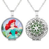 20 styles Stainless steel Printed picture photos aromatherapy box necklace with aromatherapy gasket diameter 27mm