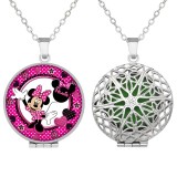 20 styles Stainless steel Printed picture photos aromatherapy box necklace with aromatherapy gasket diameter 27mm