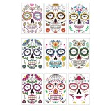 Funny Makeup Temporary Stickers for Day of the Dead Masquerade Halloween Face Tattoo Waterproof Stickers