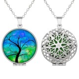 20 styles Stainless steel Printed picture photos aromatherapy box necklace with aromatherapy gasket  necklace for women 27mm