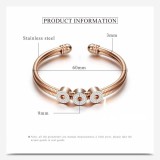 Stainless steel cable chain opening adjustable three-ring bracelet with diamonds