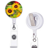Cat  Flower  print pattern  Rotary clip telescopic easy pull buckle certificate buckle 3.2cm